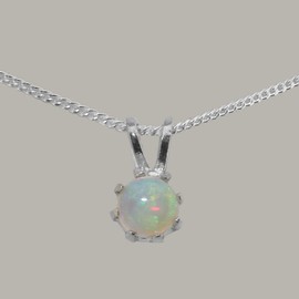 925 Sterling Silver Pendant & Chain Necklace with Natural Opal Womens length 16 October Birthstone Gift