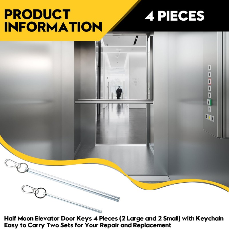 Half Moon Elevator Door Keys, Large for Otis Elevator Doors,
