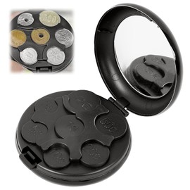 Portable Coin Holder, 3.3 x 1.2 inches (8.5 x 3 cm), Coin Dispenser, Portable, Coin Sorting Container, Round, Convenient Removal, Lightweight, Compact, Durable Material, Car Console, Train, Subway