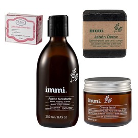 immi Kit Aceite Hidratante Jabón Detox y Crema Facial, 1 Jabon 50gr la Artesanal