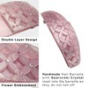 Cross Flower Layer Crystal Rhinestone Hair Barrette - Rosy Pink