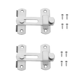 2 Pieces Stainless Steel Flip Latch with Fixing Screws for Bedroom Bathroom Window Door Sliding Door Deadbolt Lock