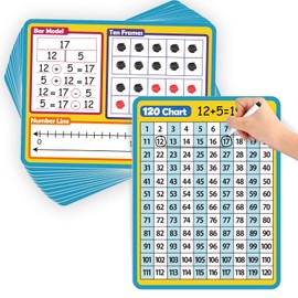 Aizweb 12 Pack Dry Erase Board Card,9" x 12" Small Whiteboard Number Line 120 Numbers Chart Ten Frame,Math Manipulatives Addition Subtraction Game for Student Classroom Must Haves Teacher Supplies