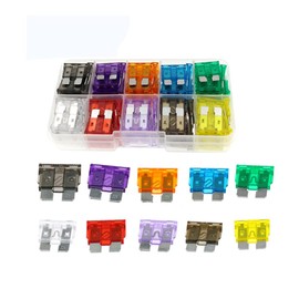 100Pcs Small Size Blade Type Car Fuse Set 10 Kinds of Car Fuse Inserts Auto Car Truck 2.5/3/5/7.5/10/15/20/25/30/35A Fuse with Box Clip