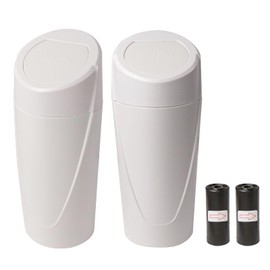 Hovom Mini Car Trash Can with Lid, Portable Garbage Can for Auto, Leakproof Cup Holder Automotive Garbage Bin with 2 Rolls of Trash Bags, Small Trash Storage Can for Car Home Office (White)