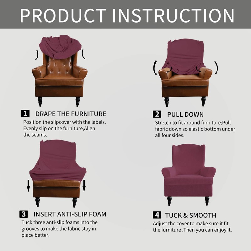 Easy-Going Stretch Wingback Chair Sofa Slipcover 1-Piece Sofa Cover Furniture