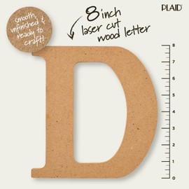 Plaid Unfinished Wood Letter, 8" Wooden Surface Perfect for DIY Arts and Crafts Projects, 63583