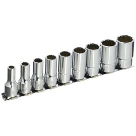 Koken RS3305XA/9 3/8 (9.5mm) SQ. 12-Angle Semi-Deep Socket Rail Set, 9 Pieces