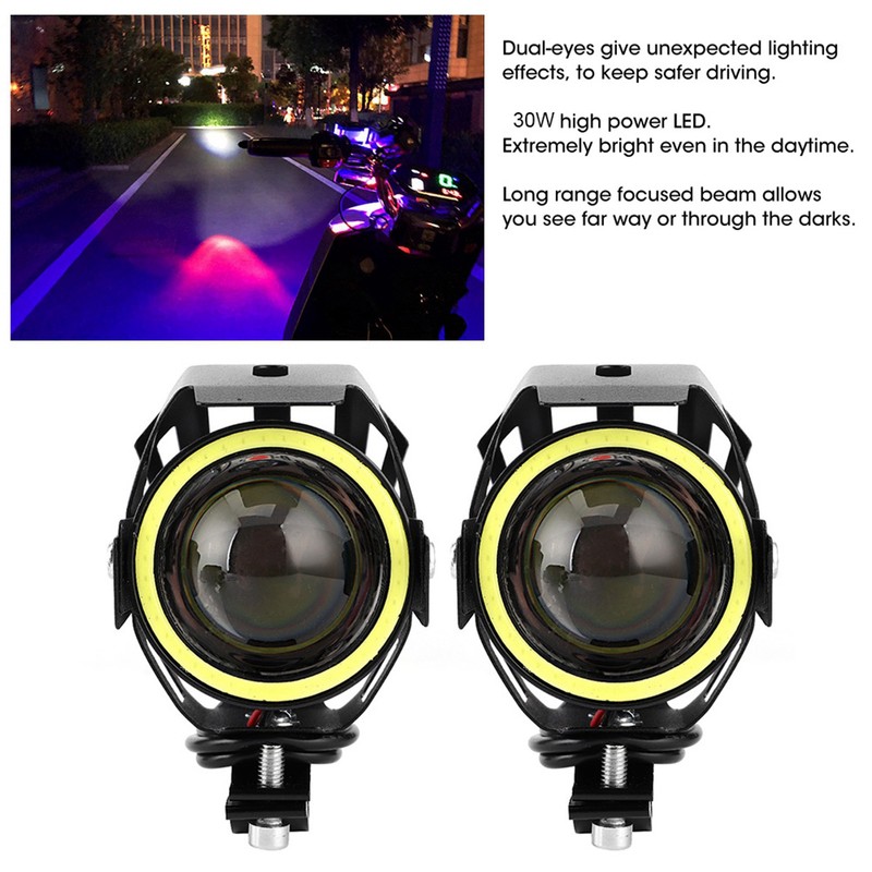 2PCS 12V 30W 3000lm U7 LED Angel Eyes Spotlight White