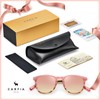 CARFIA Pink Mirrored Keyhole Retro Polarized Sunglasses for Women Small
