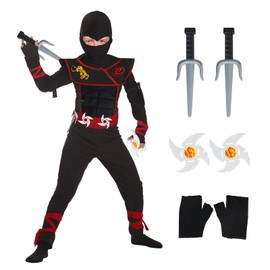 GUBOOM Ninja Costume for Children, Muscle Suit Samurai Ninja, Suitable for Children from 4 to 9 Years (M)