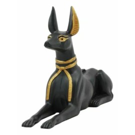 Ebros Ancient Egyptian God Anubis Dog in Sitting Pose Figurine 10" Long