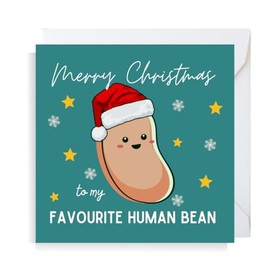 Second Ave Funny Favourite Human Bean Pun Joke Square Christmas Xmas Holiday Festive Greetings Card