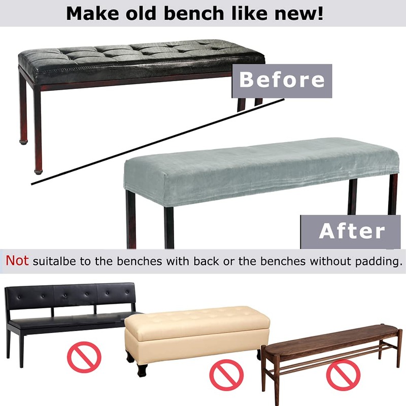 SINOSSO Soft Velvet Bedroom Bench Cover, (48"- 62") L x
