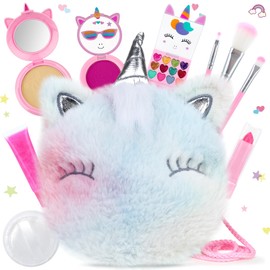 PERRYHOME Unicorn Cute Kids Makeup Set Washable Makeup Kit for Girl Gift with Mini Coin Purse - Real Cosmetic Non-Toxic Toddler Makeup Kit-Unicorn Toys for Girl - Birthday Unicorn Gift 3+（Colorful）
