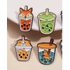 Pack of 4 Bubble Tea Badges Bubble Tea Pin Shiba