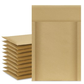 UCGOU Natural Kraft Bubble Mailers 4x8 Inch 50 Pack Brown Padded Envelopes #000 Small Business Mailing Packages Self Sealing Tear Resistant Boutique Bulk Shipping Bags for Jewelry Makeup Supplies