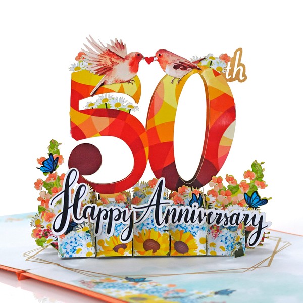 CUTPOPUP Anniversary Card Pop Up, Wedding 3D Greeting Card (Happy 50th Anniversary)