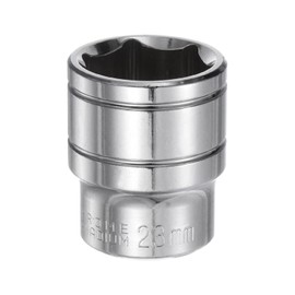 HARFINGTON 6-Point Socket 1/2" Drive 23mm Metric 1.6" Length 45# Steel Shallow Sockets Full Polishing Short Chrome Sockets for Car Repair Mechanical Maintenance Home Use