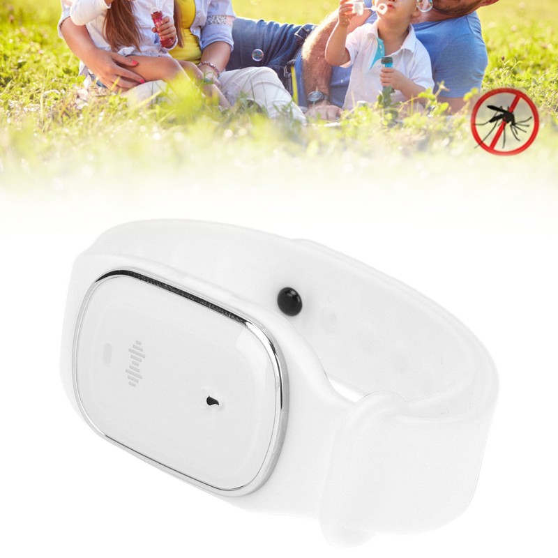 Outdoor Mosquito Repellent Bracelet Ultrasonic AntiMosquito Wristband for Children Adult(White