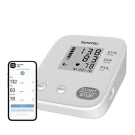 Femmto Tensiómetro Digital de Brazo Medidor de Presión Arterial Automático para Hogar con Detección de Arritmias y Memoria Dual, Brazalete 22-32 cm, Pantalla LCD