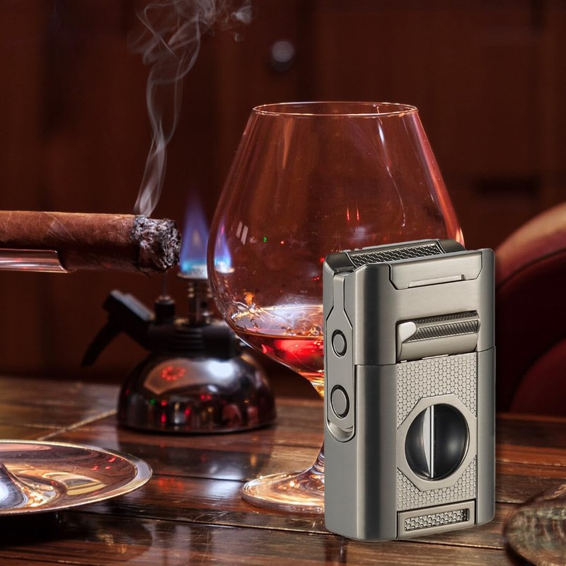 Visol Joplin Quad Torch Multi-Tool Table Lighter, Built in Guillotine