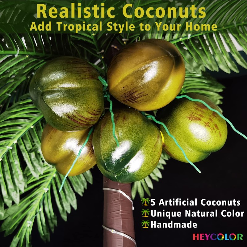 HEYCOLOR 7 FT LED Lighted Palm Tree with Coconuts Outdoor