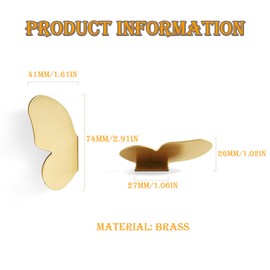 FAYZSOWSR 2Pack Butterfly Cabinet Knobs Gold Butterfly Single Hole Knob Half Moon Knob Brushed Brass Wardrobe Knobs Art Deco Knobs for Cabinets Children's Room Decorative Knobs