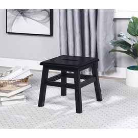 eHemco Solid Hardwood Step Stool for Adults and Kids, 12.25 Inches, Black, Set of 2