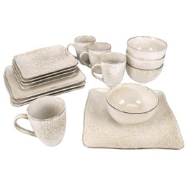 BIA Cordon Bleu 16pc Rustico Stoneware Dinnerware Set, Contains 16 Pieces, Cream (100567S1SIOC)