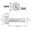 Hex Drilling Screw SW10+TX25 Zinc Filled Coating Underhead Locking Tooth,
