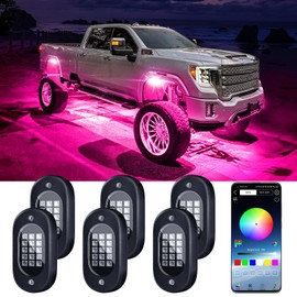 Honalia LED Rock Lights for Trucks 6 pods, RGB Rock Lights for UTV with Bluetooth Control, Multicolor Rock Light Kits for Cars ATV Accessories Golf Cart Four Wheeler RZR UTV Truck Accessories