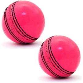 Cricket Ball (Pack Of 2) 156g - 5.5oz, Leather Hnad stitched for Coaching Practice Indoor & Outdoor Soft Training 4-Piece Construction | Ideal for T20, Net Practice, (Pink)