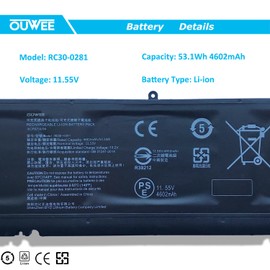 OUWEE RC30-0281 Laptop Battery Compatible with Razer Blade Stealth 13.3 Early 2018 2019 RZ09-0281 RZ09-02810 RZ09-02812 RZ09-0310 RZ09-03100 RZ09-03101 Series RC30-028102 3ICP6/59/84 11.55V 53.1Wh