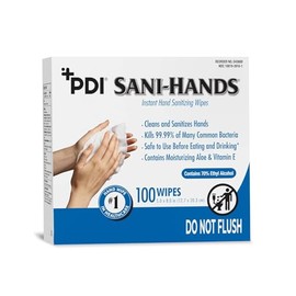 Sani-Hands Hand Sanitizer Wipes, Ethyl Alcohol Wipes Individually Wrapped with Aloe and Vitamin E, Hand Sanitizer Travel, Home, Outdoor Use, 5 in x 8 in, 100 Wipes, 1 Pack
