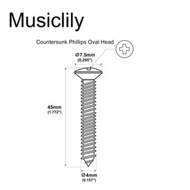 Musiclily Ultra 4x45mm Stainless Steel Countersunk Mounting Screws for Electric Guitar Bass Neck Plate or Tremolo Bridge Claw, Nickel (Set of 4)