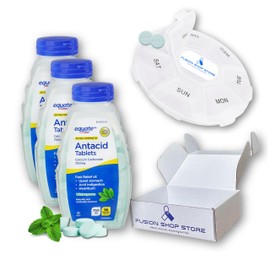 Equate Ultra Strength Antacid- Extra Wintergreen Flavor 750 mg, 96 ct (Pack of 3), Set with Fusion Shop Store Week Case (1)