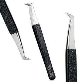 My Lash Tools Mega Boot Volume Fiber Tip Lash Tweezer 12cm – Precision Stainless Steel Eyelash Extension Tool, Anti-Slip Grip, Boot Tip for Volume Lash Fans, Professional Lash Supplies (Black)