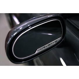 American Car Craft Corvette Side View Mirror Trim Side with Logos - Auto-Dim