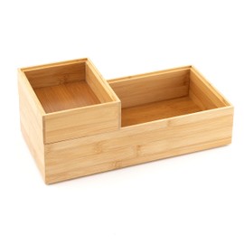 Hanseküche Bamboo Storage Boxes, Set of 2, Wooden Organiser Boxes, Boxes for Drawers, Organisational Storage, Stackable Boxes