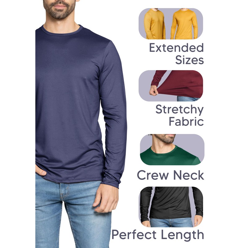 Men's Long Sleeve Crew Neck Top Orange Medium