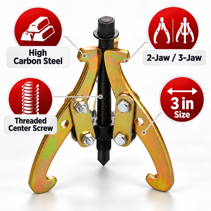 3-Inch Bearing Puller for Automotive Repair – 2-Jaw/3-Jaw High Carbon