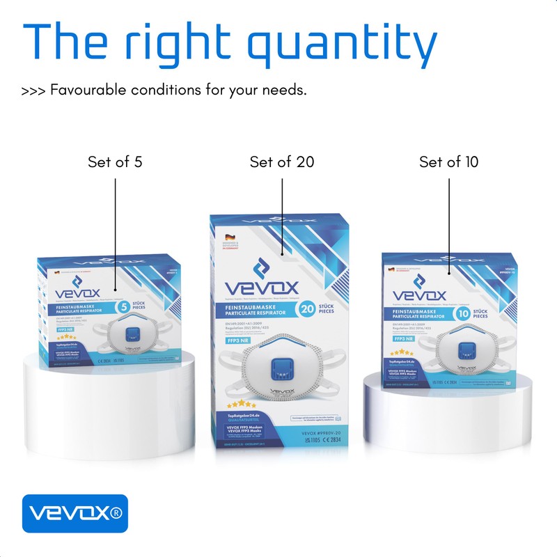 VEVOX® FFP3 Respirators - Set of 10 - with Comfort