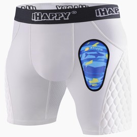 iHappy Boys Sliding Shorts with Soft Protective Athletic Cup, Youth Padded Slider for Baseball, Football, Lacrosse (White, Large)