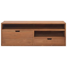 vidaXL Solid Teak Wood TV Stand - Scandinavian Inspired Design with Large and Small Drawers for Ample Storage - Brown Color, 43.3"x11.8"x15.7" Size