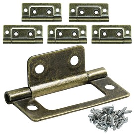 Dijedev 6 Pcs Antique Brass Bifold Door Hinges, 2 x 1 Inch Non-Mortise, Retro Style for Furniture, Windows, Cupboard
