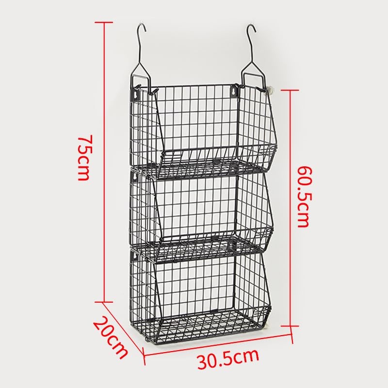 3 Tier Hanging Foldable Wire Baskets Closet Organizer Clothes Shelves
