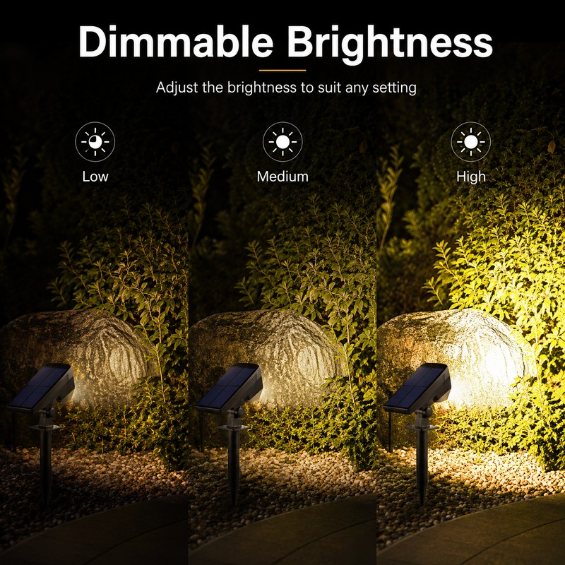 Solar Spotlights for Outdoor Lighting – Dimmable Dual-Use Waterproof Lawn
