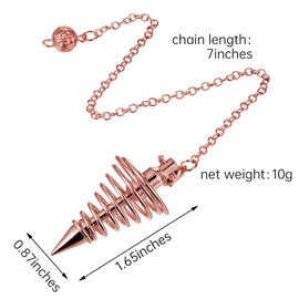3 piezas de cobre de metal de divinación péndulo, cadena de péndulo, colgante de equilibrio de yoga para meditación, reiki Wicca, colgante de péndulo con cadena
