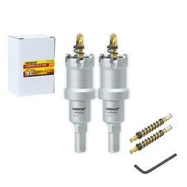 1 Inch Carbide Hole Saw, 2pcs Hole Cutter Carbide Tipped with Pilot Drill Bit, TCT Hole Saws for Stainless Steel, Metal, Iron, Copper, Brass, Plastic, Wood